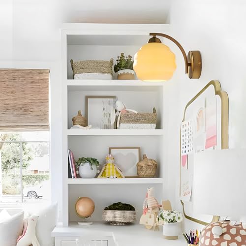 Image of Mid Century Modern Gold Wall Sconce Glass Sconces Wall Lighting Bathroom Vanity Light Fixtures Globe Wall Lamp Bedroom Wall Lights for Living Room Bedroom Hallway Foyer