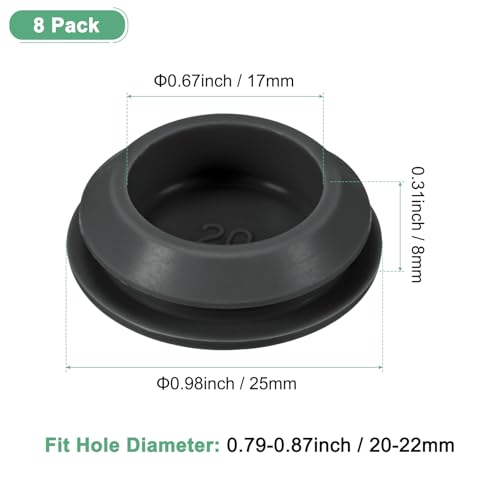 Image of M METERXITY 8-Packs Silicone Hole Plugs, Snap in Locking Hole Plugs for 20-22mm Hole, Round Hole Rubber Plug Kitchen Bulkheads Waterproof Sealing Plugs [Black]