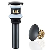 Bathroom Sink Drain with Overflow Hole Black Vessel Vanity Sink Pop Up Drain Stopper with Detachable Basket, Anti-Explosion and Anti-Clogging Drain Strainer