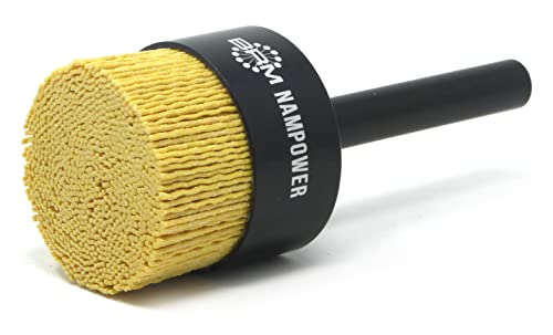Image of BRM AEB20010080 NAMPOWER End Brush, 2 inch Diameter, 5.250 inch OAL, 80 Grit, Ceramic Abrasive Filament