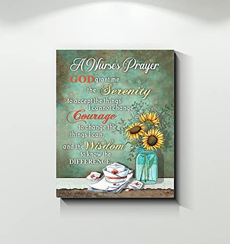 Nurse & Sunflowers A Nurse's Prayer God Grant Me Serenity to Poster Tin Sign Street Garage Home Bar Wall Decoration Crafts Metal Tin Sign 8x12 Inch