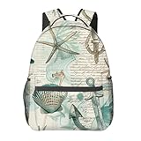 VANZEV Nautical Sea Life Backpack Travel Backpacks Laptop Rucksack,School Bookbag for Women Kids Boys Girls,Ocean Theme Back Pack Accessories Bags,Ideal Gifts for Work, Outdoor Adventures