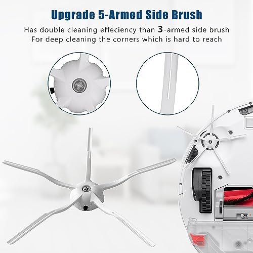 Chuancheng 13Pcs Replacement Parts for Roborock S6 S60 S65 S5 MAX S6 MAXV S6 Pure Vacuum Cleaner Accessories, 1 Roller Brushes, 2 Filters, 4 Mop Cloths, 4 Side Brushes, 2 Cleaning Tool (White) - Image 4