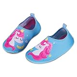 Kinder Badeschuhe Wasserschuhe Strandschuhe MäDchen Junge Schwimmschuhe BarfußSchuhe rutschfeste Surfschuhe Sportschuhe Kleinkind Schwimmbad(Einhorn blau-20/21 EU(Asian:21/22))