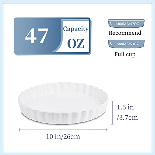 Lovecasa Porcelain Quiche Baking Dish, 10 Inch Reusable Quiche Pan, Non-Stick Round Pie Dish, Tart Pan With Ruffled Edge, Pie Pan For Pies | Microwave, Dishwasher, And Oven Safe (White) #TOP2