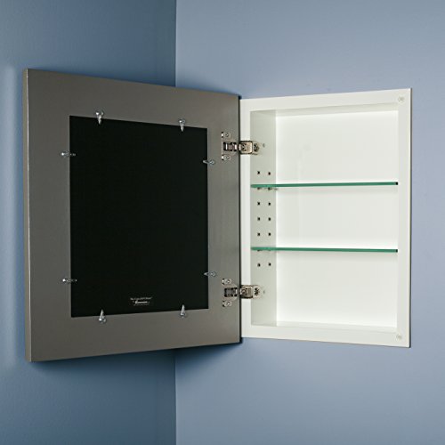 Image of 14x18 Concealed Picture Frame Medicine Cabinet Without Mirror for Bathroom, Recessed in The Wall, Made in North America, Real Wood, NO MDF, Adjustable Shelves, Hidden, Silver