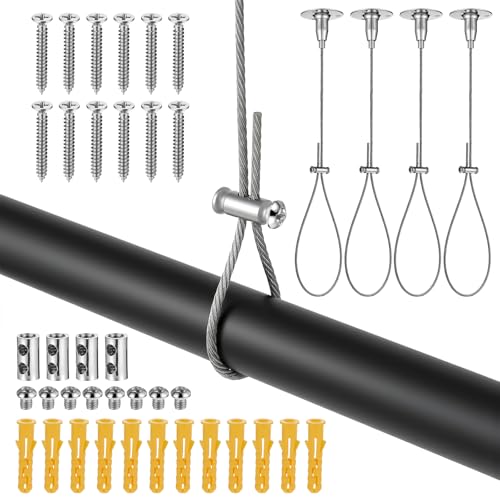 Oqqlin 4 Pcs Ceiling Support for Closet Rod, 60 Inch Adjustable Closet Rods Support with Screws Stainless Steel Heavy Duty Wardrobe Bracket for L-Shaped, Curved, Straight Shower Rods by Oqqlin - Used condition - US$5.71