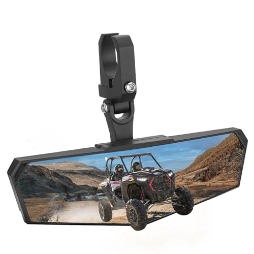 KEMIMOTO UTV Rear View Mirror, SXS UTV Mirror Clear View with 1.5-2 inch 360° Adjustable Low Profile Aluminum Clamp Compatible with Polaris RZR 1000 Pioneer Talon Kawasaki KRX Mule Can Am X3 Zforce