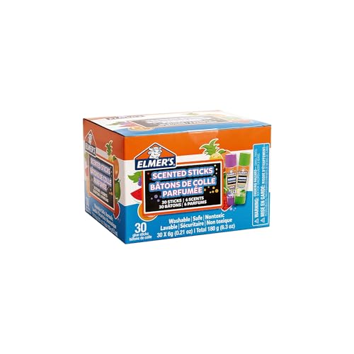 Elmers Scented Glue Sticks Washable Clear Assorted Scents 6 Grams 30 Count - Kids Activity Birthday Fun Stocking Stuffer Vision Board #1 Teacher Brand