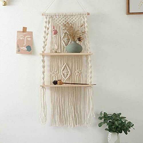 Étagère murale en macramé pour plantes et déco bohème moderne