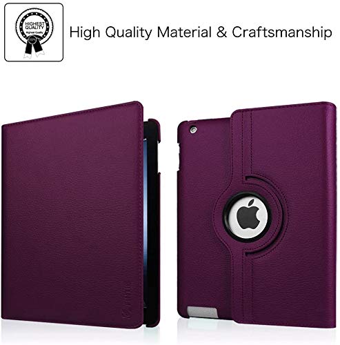 Image of 360 Degree Rotating PU Leather Smart FILP [Auto /Sleep Wake] Case Cover for Apple iPad 2 / iPad 3 / iPad 4 (Model: A1460, A1459, A1458, A1416, A1430, A1403, A1397, A1396, A1395) (Purple)