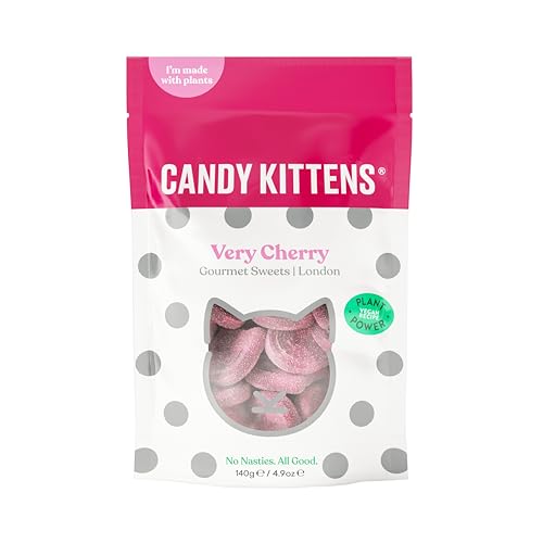 Candy Kittens Vegan Sweets Very Cherry – Plant-Based Vegan Treats with Fruity Flavour, No Nasties, Made with Real Fruit Juice – Ideal Snacks for Sweet Hampers & Pick and Mix – 140g Pack of 1