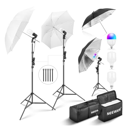 Best rgb umbrella color NEEWER 400W Photography Lighting Kit