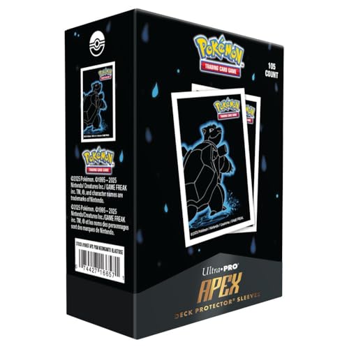Ultra Pro | Pokemon Neon Kanto Apex Deck Protector Sleeves - Blastoise (105ct) | Trading Card Game Accessory | Ages 6+