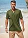 Runcati Mens Casual T Shirts Short Sleeve V Neck Linen Henley Shirt Button Basic Fashion Summer Beach Tee Tops Army Green