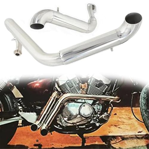排気部 に適合するヤマハ ビラーゴ 250 1995-2007 2006 2005 2004 2003 2002 オートバイアクセサリー クローム/ブラック エキゾースト ステンレススチール マフラー パイプ エキゾーストパイプ(Chrome)