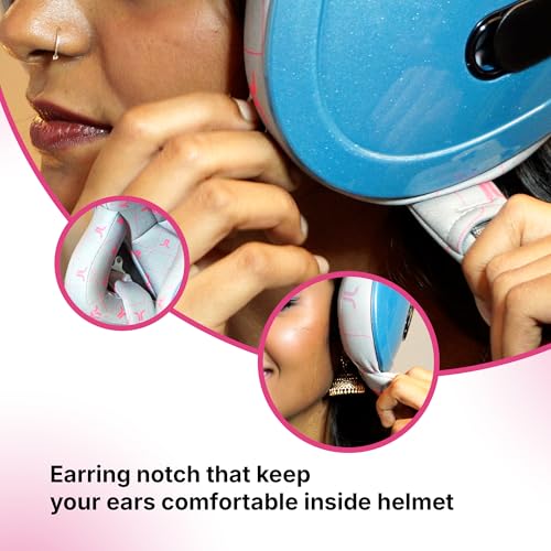 Image of TVARRA Lilt Women's Open Face Helmet for Scooty | Lightweight 750g | Stylish Designer Half Face Helmet with Clear Visor | Designed for Ladies & Girls | ISI Certified (Aqua Blue,M)