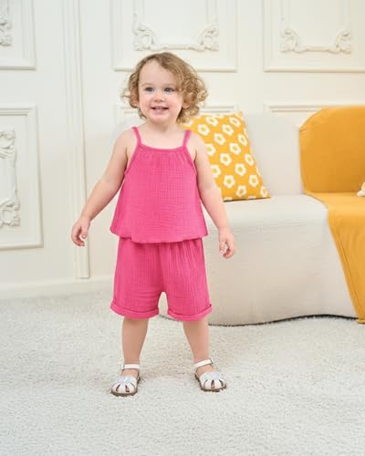 Image of Weebaby Toddler Girl Clothes Baby Summer Outfits Sleeveless Halter Top Ruffle Short Set Cute Kids Clothes Girls