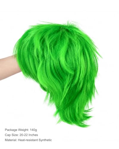 Image of Rose bud Green Anime Wig Cosplay Layered Wigs with Bangs for Women Men