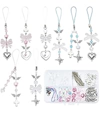 Kit DIY 177 Pièces Pour Breloques Téléphone - Perles Cœur, Ange, Nœud Papillon (Alliage, Acrylique)