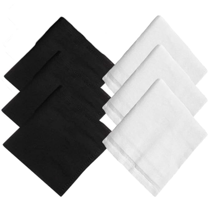 Men's Pure Cotton Handkerchief, Black and White, Super Absorbent, Plain Design, Multicolour,Soft Rumal, Silky Hanky-image-37