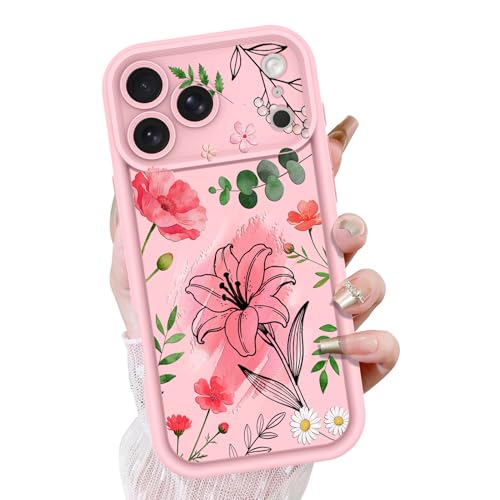 Coque iPhone 17 Pro Max fleur rose lys TPU souple