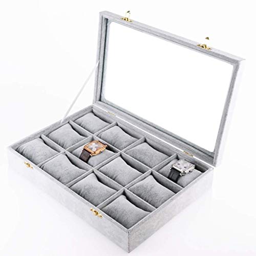 ZWH-Cajas para Relojes 12 Rejilla del Reloj De Exhibición De La Joyería De Almacenamiento Caja De La Caja Pulsera Organizadores De Mostrar Cuadros con Los Titulares De Almohadas Cover
