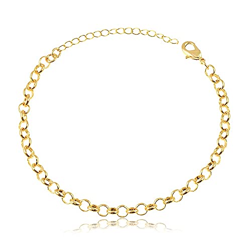 Pulseira grossa com design de elo português folheado em ouro 18k