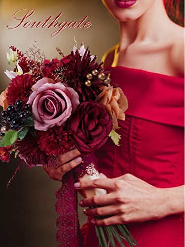 Southgate Red Roses Artificial Flowers Wedding Decorations Mix Silk Fake Flowers For Diy Handmade Bouquets Combo Centerpieces Arrangements Party Bridal Baby Shower Home Decor #TOP5