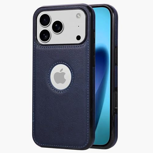 Image of Leather Case for Apple iPhone 17 Pro Max Premium Protective Stylish Slim Cover with Shockproof Raised Edges Blue