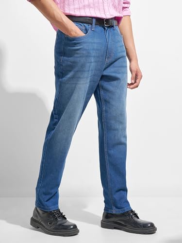 Image of Highlander Men Men's Straight Relaxed Fit Jeans | Stretchable | Everyday Comfort & Style| Jeans for Man|Premium Cotton Blend