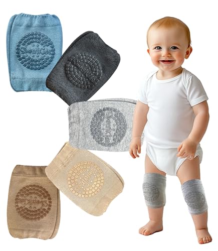 Simply Kids Baby Knee Pads for Crawling (5 Pairs) Stay-On Crawling Knee Pads for Infant 6-18 Months Rodilleras Para Bebe