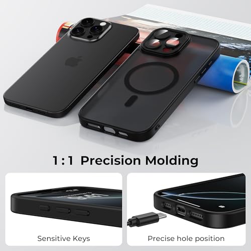 Image of Tobfit Magnetic Case for iPhone 16 Pro Max Compatible with Mag Safe, Translucent Matte Back Slim Shockproof Phone Cover for iPhone 16 Pro Max
