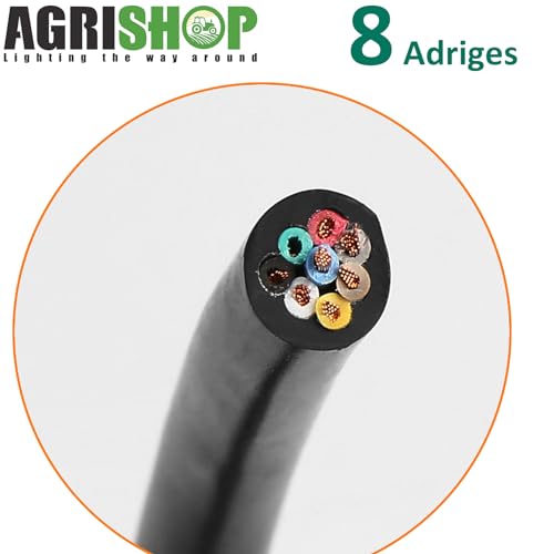AGRISHOP 13 Polige Anhängersteckdose mit Kabel 2M,Steckdose 13 polig PKW Anhänger Elektrosätze Kable 8 Adriges für Anhängerkupplungen