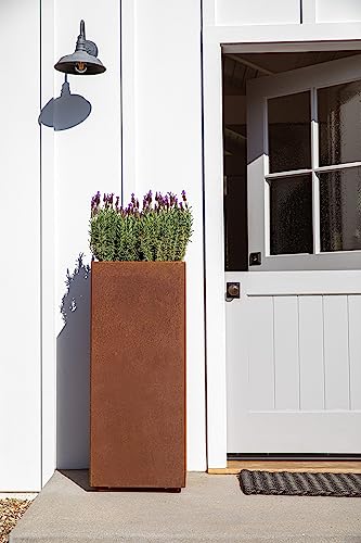 Image of Veradek Corten Steel Series Pedestal Planter - Outdoor Planter with Shelf