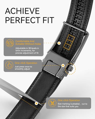 Image of CHAOREN Mens Dress Belt - Ratchet Belt Leather 1 1 /4 inch Comfort Click - Perfect Companion to Mens Dress Shoes