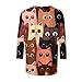 Cat Lover T-Shirt Women's 3/4 Sleeve Tops Fashion Cute Cats Print Blouses Funny Graphic Crewneck Tees Junior Clothes