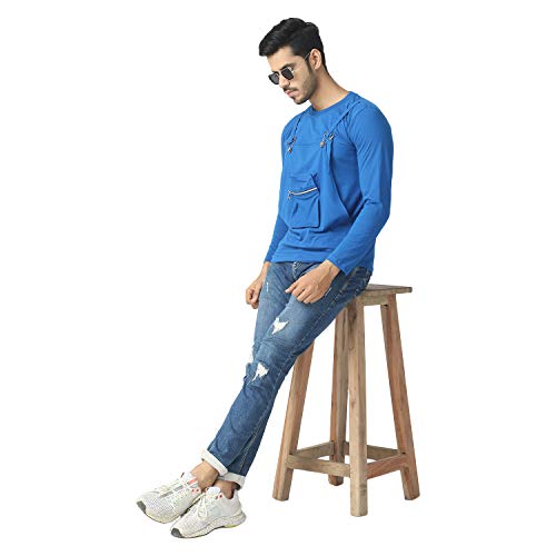Image of Black Collection Solid Men Dungaree Style Full Sleeve T-Shirt