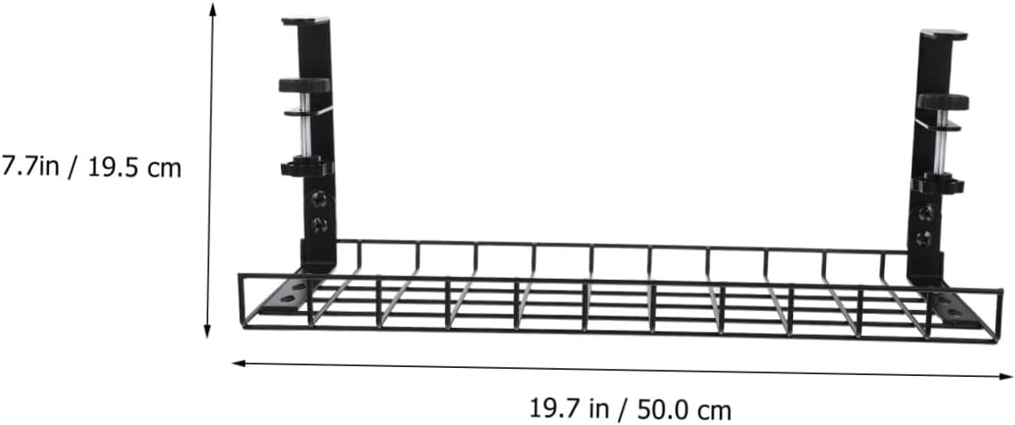 TIDTALEO Desk Cable Rack and Wire Organizer No Drill Cable Management Tray Large Capacity Black 500mm for Office Desk Power Strip Storage