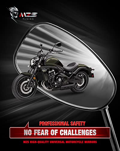 Mzs Motorcycle Mirrors 10Mm | Universal 360 Degree Adjustable Rear View Side Mirror Handlebar Mount Abs Black Compatible With Street Bike Touring Cruiser Adventure Scooter Coolster Moped Gy6 #TOP1
