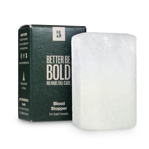 BETTER BE BOLD Blutstiller Alaunstein 75 g I Stoppt Blutungen sofort nach der Rasus I Antiseptisch & antibakteriell I Handgefertigt in Frankreich I 100 % natürlich I Bart & Glatze I Vegan
