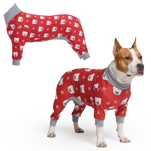 Image of Spark Paws Dog Christmas Pajama, Dog Recovery Suit Male, Onesie, Ultra-Soft and 4-Way Stretch, for Small Medium and Large Breeds - Polar Bear - 3XL