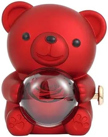 Miniatura 2 de Oso de rosas rojas preservadas con collar de proyección, flores eternas, regalos de cumpleaños para mujeres, novia, mamá, esposa, abuela en Navidad,