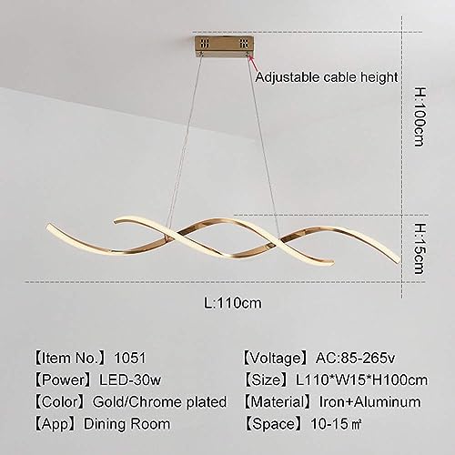 Lampe à suspension LED moderne spirale en métal de 43,3 pouces variable - 6