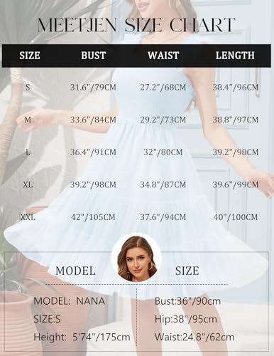 Image of Meetjen Womens Casual Summer Dresses Sleeveless Smocked 2026 Flowy Tulle Ruffle Party Square Neck Tiered Wedding Guest Dress