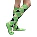 SocksKnee Women Colorful Variety Design Assorted Activewear Knee-High Socks, Argyle 4, 6 Pairs, 9-11