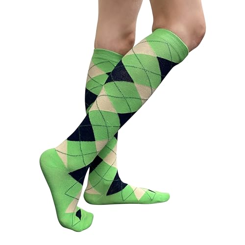 Image of Couver Women's Argyle Knee High Socks - Soft Acrylic Over the Calf Tube Style Socks for Casual Athletic - One Size