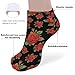 4TH N Women's 5-Pairs Casual Fashion Elastic Ankle Socks, Outdoor Sports Low Cut Sock for Office, Home, Daily Essentials (Floral Flowers Red Rose)