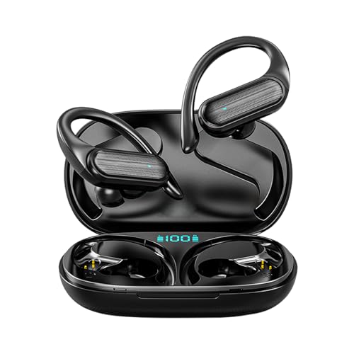 Bettdow Fone de Ouvido Sem Fio Bluetooth com Microfone e Cancelamento de Ruído Ativo, à Prova D'água e com até 60 Horas de Reprodução - Melhor Escolha para Esportes e Atividades ao Ar Livre - Preto