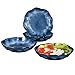 Set di 4 Piatto di Zuppa, Servizi di Piastra Φ21 cm, Piatti per Bistecche / Verdure / Pasta / Insalata / Mela, Adatto per Forno e Microonde, Squisiti Porcellana, Blu